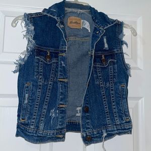 Vintage Levis Distressed Denim Jean Vest 90s Y2k Small